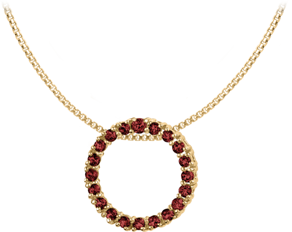 Jacques Lemans SE-C121G Damen Collier Halskette Kette Sterlingsilber vergoldet mit Granat Stein